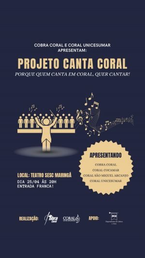 Projeto Canta Coral realiza concertos gratuitos em Maringá