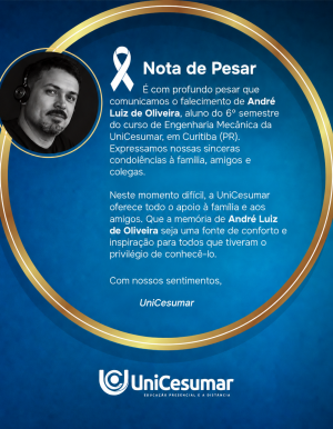 Nota de Pesar - Aluno André Luiz de Oliveira