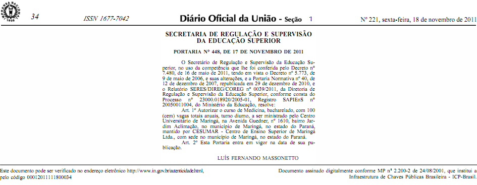 Vagas remanescentes medicina portador de diploma