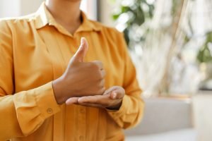 Cropped,View,Of,The,African,American,Deaf,Sign,Language,Teacher