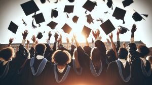 Back,View,Of,Black,University,Graduates,Wearing,A,Dress,And