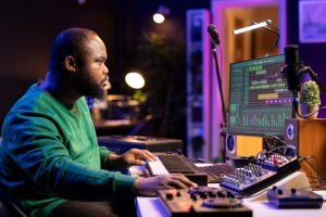 Music,Engineer,Producing,A,Song,By,Mixing,And,Mastering,Tunes